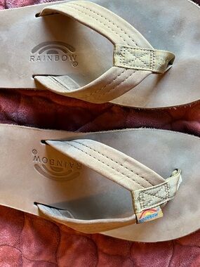 Rainbow Women's or Men’s Tan Nubuck Leather Flip Flop Sandals